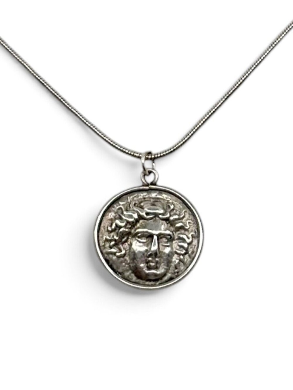 sterling silver LARISSA & ZEUS drachma Greek coin pendant